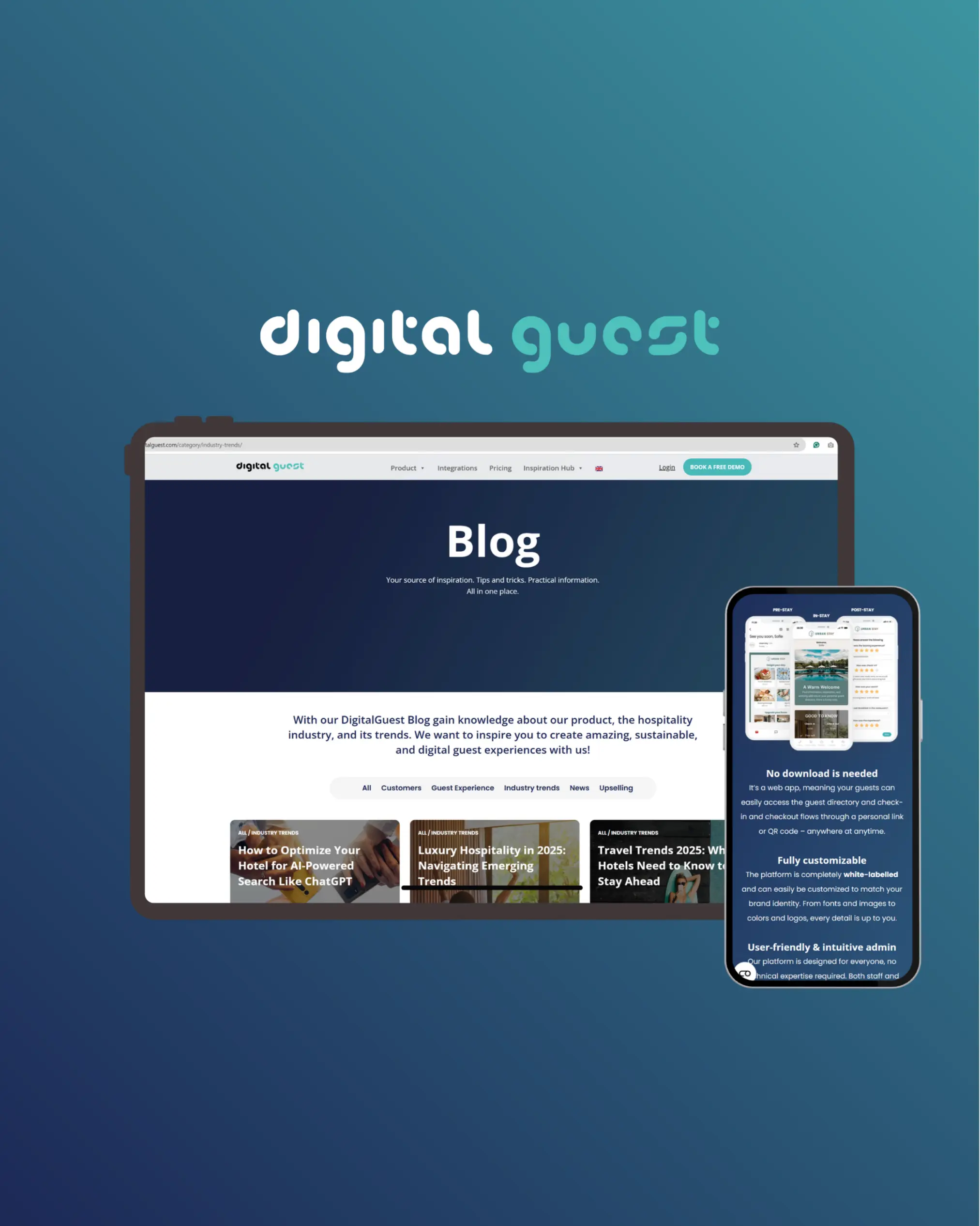 Digital Guest website mockup shown on desktop and mobile screens